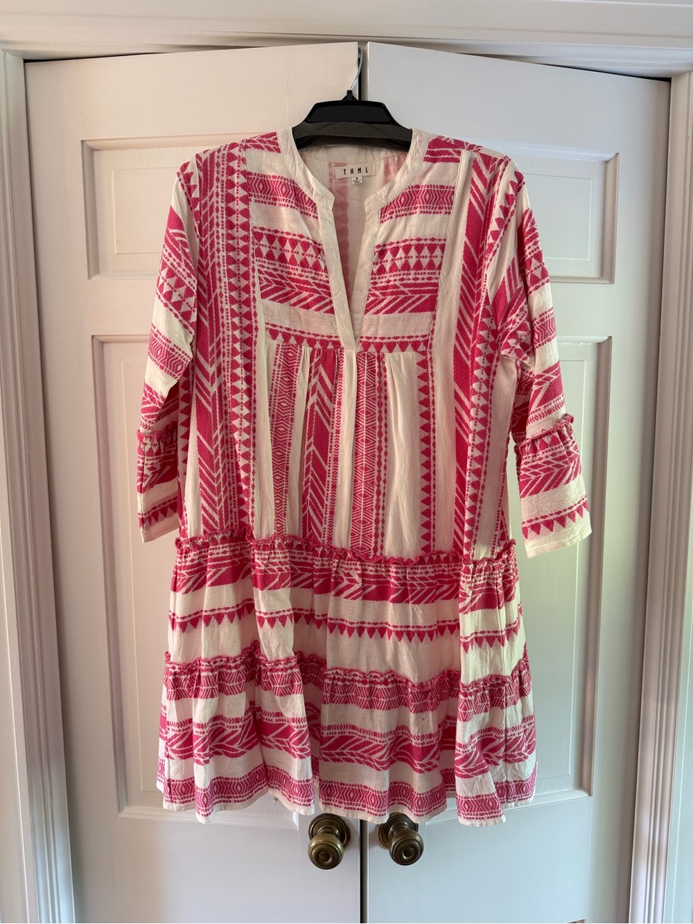 Tulle Pink & White Printed Tunic Dress